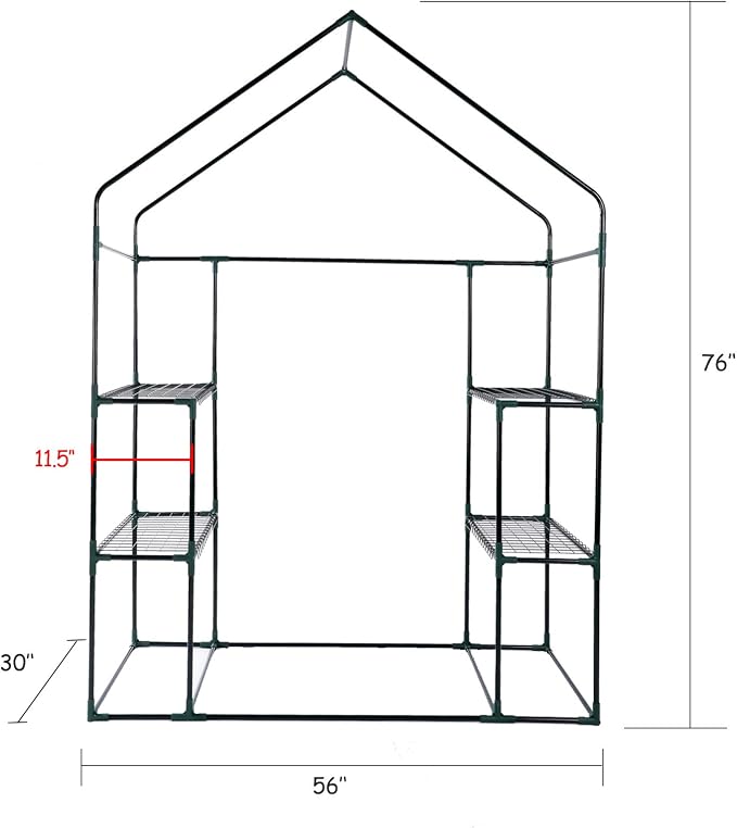 Small Greenhouse for Outdoors,56 x 30 x 76''Mini Walk in Greenhouse, Portable Greenhouse with Roll-up Zipper Entry Door and Anchors for Stability