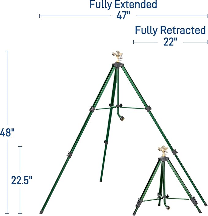 2-Pack Orbit 1/2 -inch Heavy-Duty Brass Impact Sprinkler on Adjustable 22-48-inch Metal Tripod Base