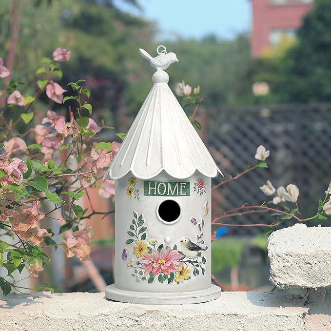 Metal Hanging Birdhouses for Outdoors Bird Houses for Outside Unique Bird Nest for Bluebird Wren Chickadee Sparrow Bird Nest Box for Garden Patio