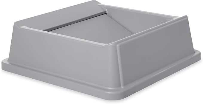 Rubbermaid Commercial Products Untouchable Container Trash Can/Wastebasket Lid, Gray, Square Swing Top, Compatible with 35/50 Gallon Untouchable Square Containers