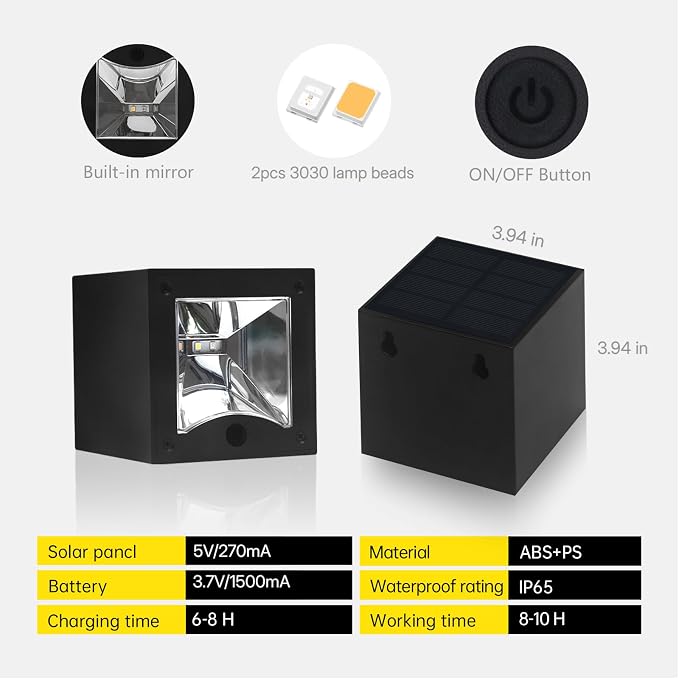 Solar Wall Lights Outdoor Waterproof LED Downlights with Warm White & RGB Modes for House Numbers, Address, Mailbox, Deck 1 Pack