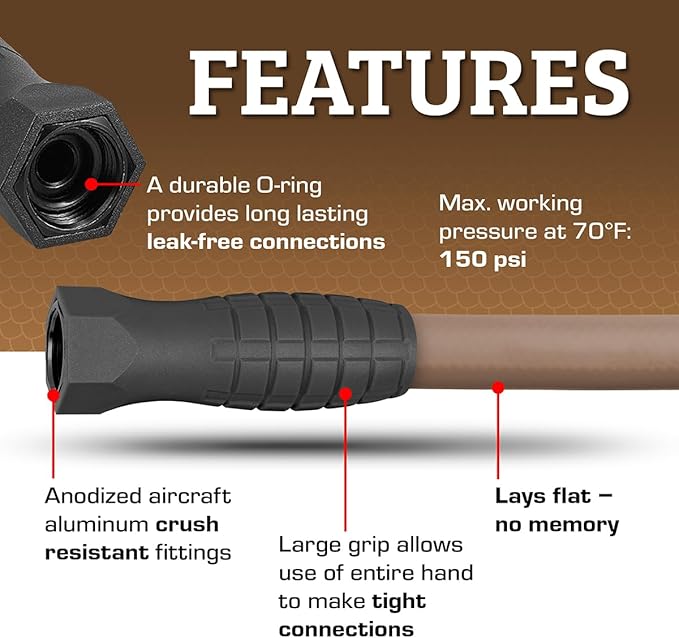 Flexzilla Colors SwivelGrip Garden Hose 5/8 in. x 75 ft., Lightweight All-Weather Water Hose, Durable and Flexible, Leak-Free Connections, Brown Mulch