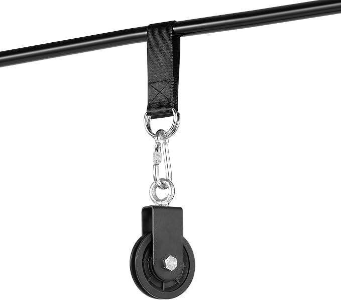 3.54 in Cable Pulley 360 Rotation Traction Wheel with Carabiner and Strap,Silence Smooth Detachable for DIY Gym Pulley System,DIY Gym Attachment Lifting Blocks,Ladder Lift,Hoists,Clothesline