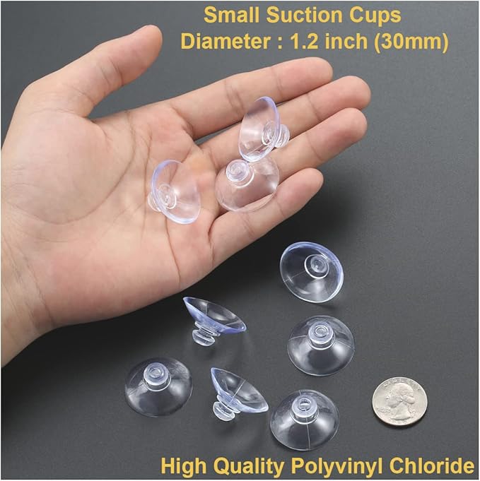 22 Pieces 1.2 inch Small Clear Suction Cups for Glass, Without Hooks Without Holes, Thick Professional Sucker Pads for Organization Decoration Window Bathroom Kitchen Car Radar Detector