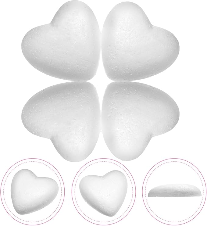 NUOBESTY 4Pcs Craft Foam Hearts Foam Hearts Balls 20cm Heart Shaped Polystyrene Painting Foam Modelling for DIY Craft Flower Arranging Wedding Decorations