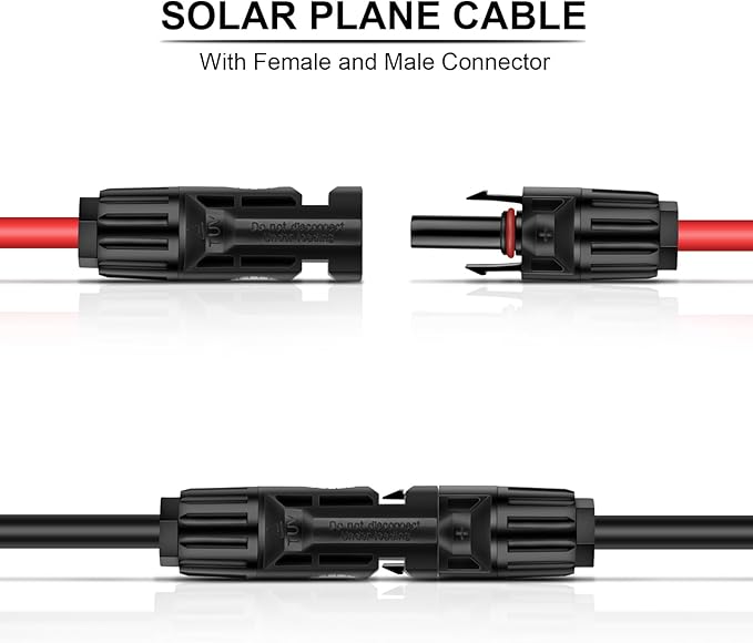 iGreely Solar Panel Extension Cable with Solar Female and Male Connector Solar Panel Adapter (30FT Red + 30FT Black)