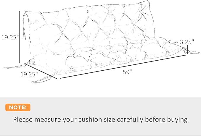 Outsunny 59" x 38" Tufted Bench Cushion for Outdoor Furniture, 3-Seater Replacement for Swing Chair, Patio Sofa/Couch, Overstuffed, Includes Backrest, Dark Blue
