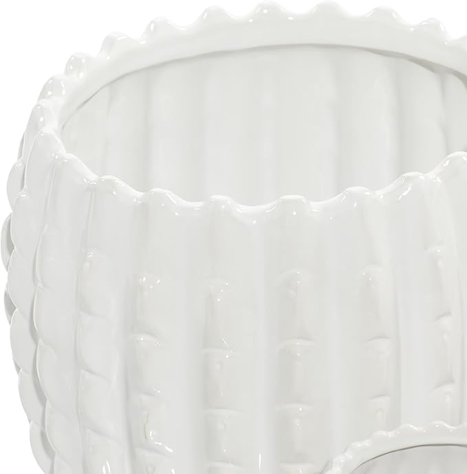Deco 79 Ceramic Indoor Outdoor Planter Small Planter Pot, Set of 4 Planters 9", 7", 6", 4"H, White