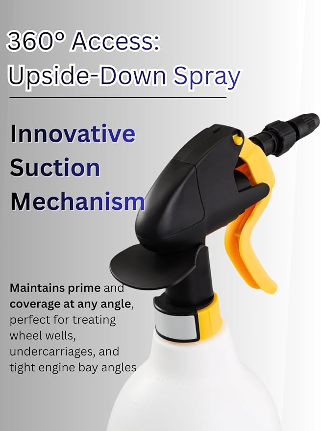Sprayers Plus 801 Acid Trigger Sprayer, Heavy Duty Chemical Resistant Bottle for Muriatic Acid, Rust Removal & Aluminum Brightening, Professional Acid Sprayer 316 Stainless Steel Spring,1.44Litres