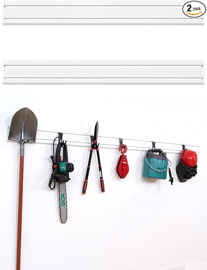 Slat Wall Paneling Garage Tool Organizer Wall Mount 48"L x6"H, 2 Pack, White Slatwall Panels Garage Wall Organizer Heavy Duty, Easy Installation, Garage Storage and Organization Max Load 650LB