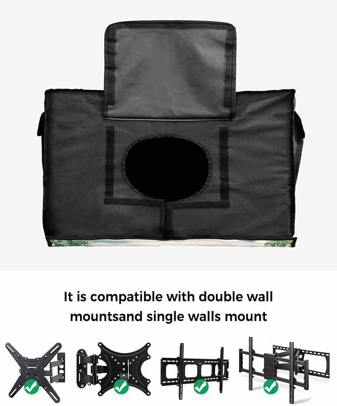 Outdoor TV Cover - Summer Palm Tree Ocean Beach Boat Waterproof and Weatherproof 40"-43" LCD Movable Shield TV Display Screen Protector Outside Television Covers