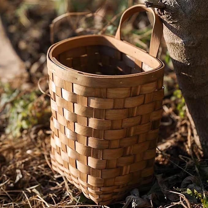 Alipis Hanging Basket Woven Wall Storage Organizer 9.84X6.69X15.94In Rustic Wicker Basket for Kitchen Vegetables Flowers and Home Decor