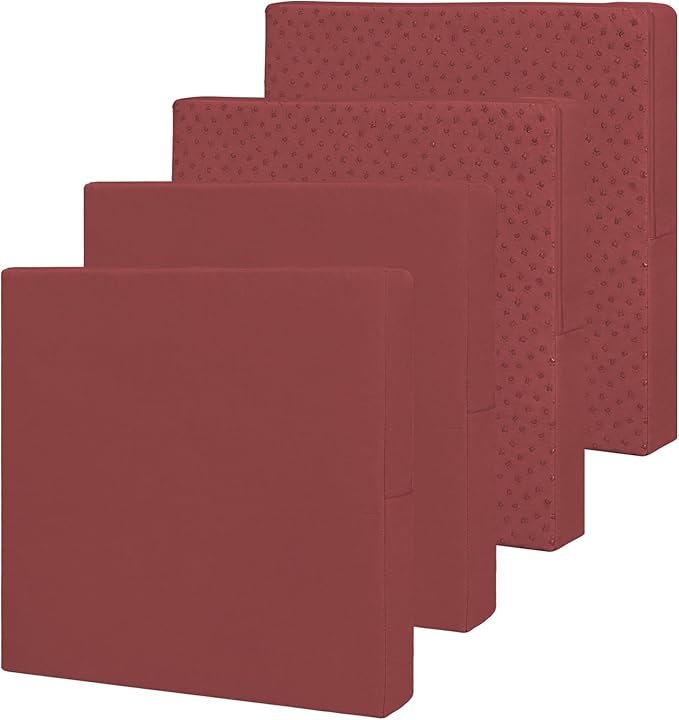 Easy-Going Waterproof Patio Cushion Covers ONLY Cover 27x25x5 inch 4 Pack Replacement Non-Slip Outdoor Seat Cushion Slipcover with Zipper. Wine