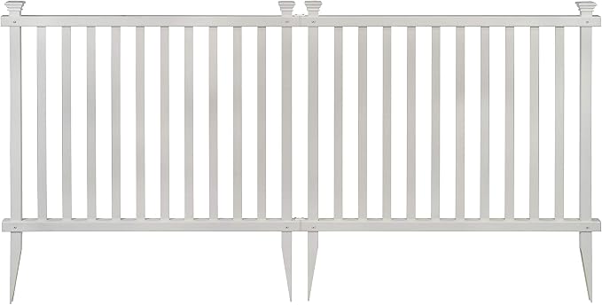 3ft H x 3.5ft W (2 Panels) No Dig Zippity Baskenridge Fence Panel Kit, Vinyl Section, White Vinyl Fence for Yard, Temporary Barrier for Backyard, White Picket Garden Border, DIY ZP19037