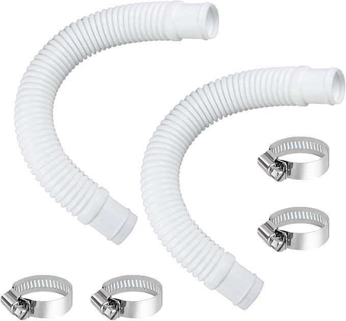Pool Sand Filter Pump Hose - 1.25" Diameter Replacement Hose for Above Ground Pools Compatible with Pump Sand Filter and Saltwater Systems (White -2 Pack)