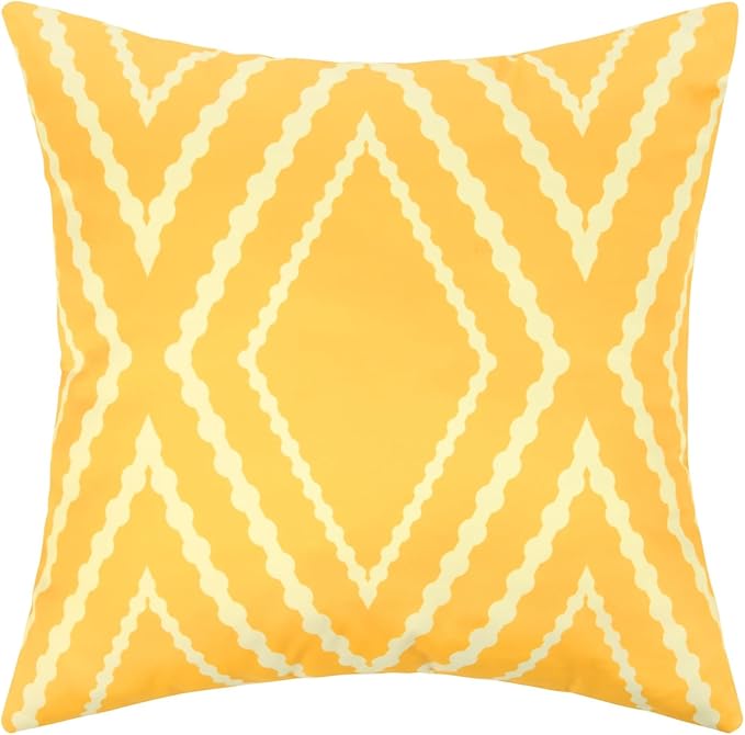 Adabana Outdoor Waterproof Throw Pillow Covers Set of 2 Boho Geometric Pillows Cover for Patio Garden 16 x 16 Inch Yellow