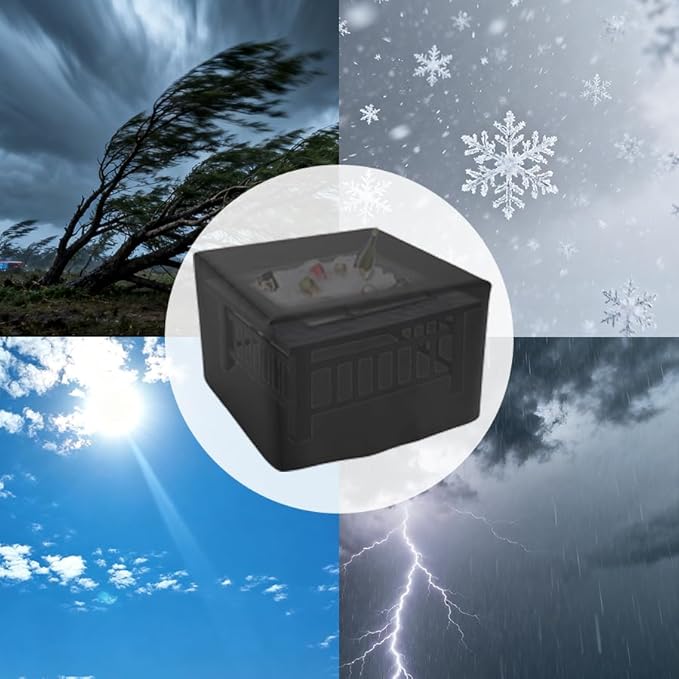 Square Fire Pit Cover for 29-32 Inch Firepit, Heavy Duty Outdoor Patio Fire Pit Table Cover, Gas Fire Pit Cover - Waterproof Dustproof Anti UV and Tear Resistant