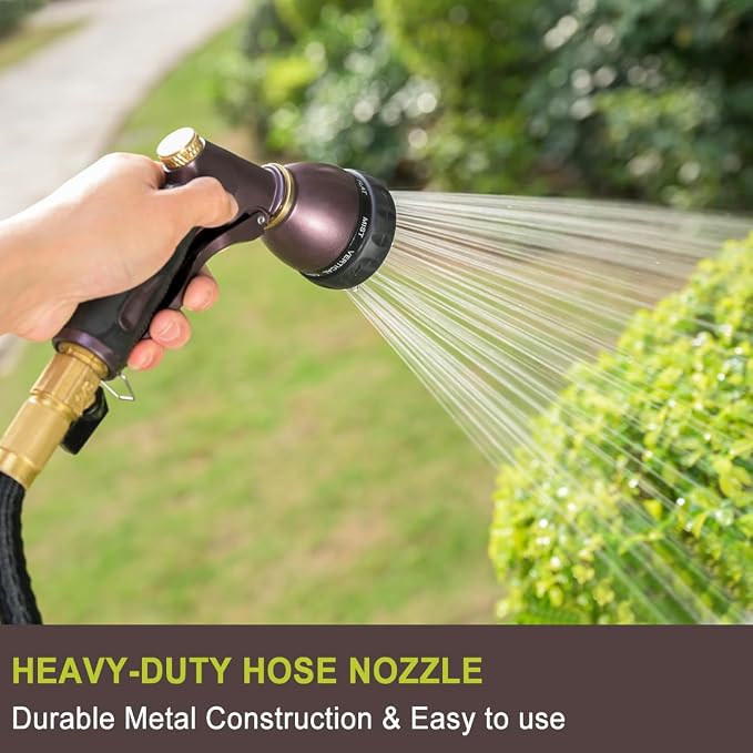 FANHAO Heavy Duty Garden Hose Nozzle + 100% Metal Thumb Control Water Hose Sprayer