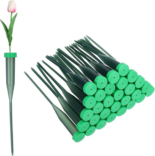 MECCANIXITY 160 Pcs Floral Water Tubes, 6 Inch Flower Water Tubes Floral Vials with Pick and Caps for Plants Stem Fresh Flowers Arrangement Decor Florist Supplies, Dark Green/Grass Green