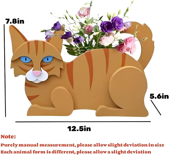 Orange Cat Planter,Cute Cat Flower Pot,Gifts for Pet Lovers,Unique Animal Plant Pots,Office,Indoor Outdoor Garden Decor