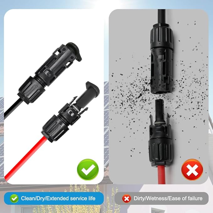 Solar Panel Connector Caps 5 Pairs, IP67 Waterproof Male and Female Cap Dust Plugs for Solar PV Connectors