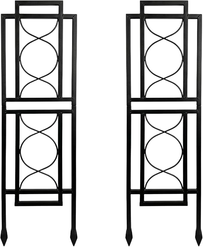 2 Pack 31.5'' Hx8'' W Black Metal Chic Garden Trellis for Climbing Plants - Outdoor Decorative Metal Flower Trellis - Black
