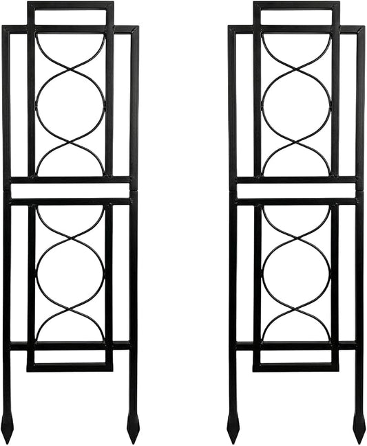 2 Pack 31.5'' Hx8'' W Black Metal Chic Garden Trellis for Climbing Plants - Outdoor Decorative Metal Flower Trellis - Black