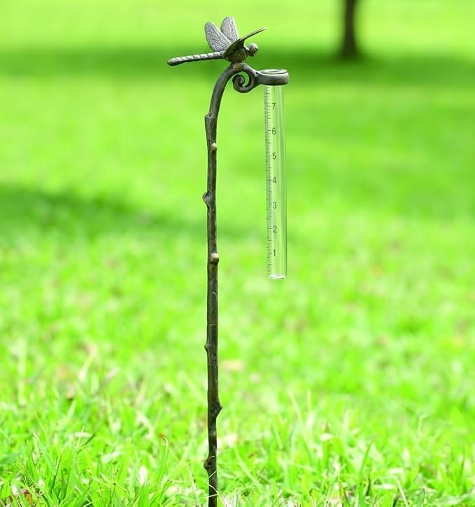 Rain Gauge Dragonfly Garden Stake - SPI Home Aluminum Gauge for Precipitation