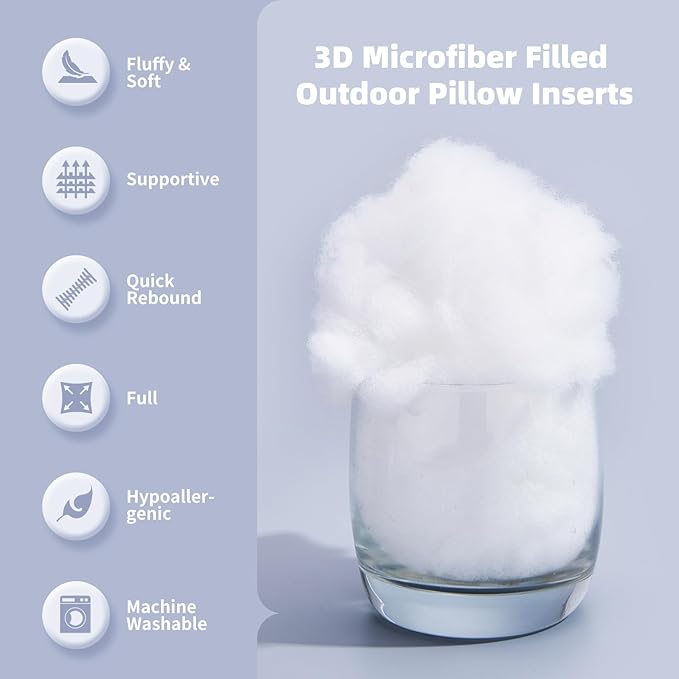 18 x 18 Outdoor Pillow Inserts Medium Throw Pillow Inserts Pack of 2 Water Resistant Patio Furniture Pillows Decorative Porch Couch Pillows Premium Square Sofa Pillow, White