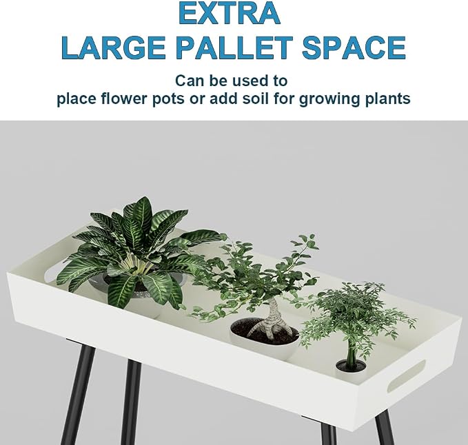 2-Tier Aluminum Plant Stand Indoor Outdoor with Built-in Handles, Anti-Fall Top Storage Box, Heavy Duty Multi-Use Plant Rack & Display Shelf for Patio Garden Lawn Balcony Living Room