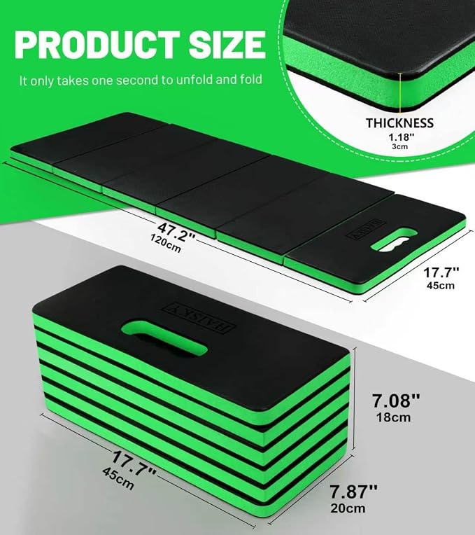 Foldable Mechanic Mat Kneeling Pad, 1.2" Extra Thick Density EVA Foam Portable 5-Fold Kneeling Mat, 47" x 18" for Working under Car, Gardening, Yardwork, Workshop Repairing, Camping
