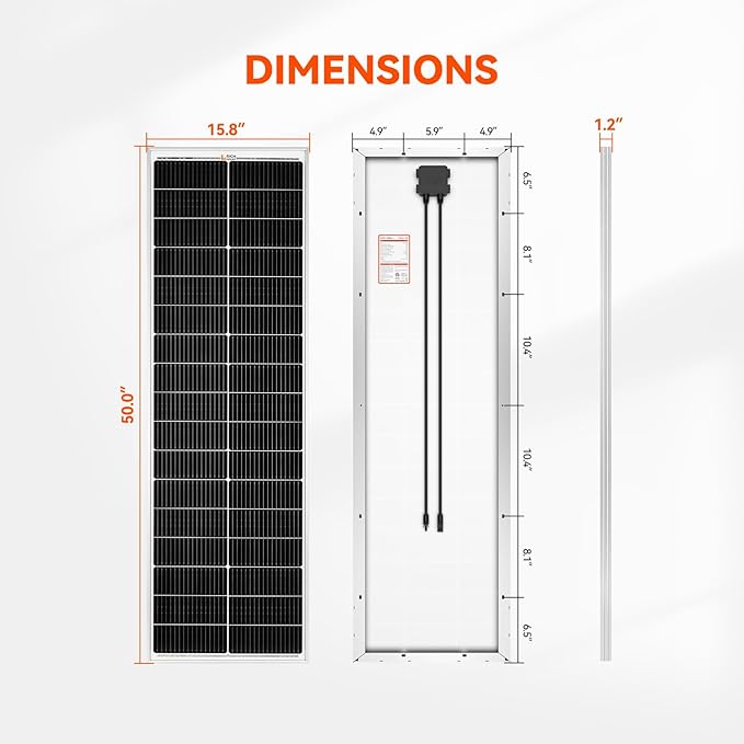 RICH SOLAR MEGA 100 Slim 100 Watt 12 Volt Monocrystalline Solar Panel for RV, Trailer, Motorhome