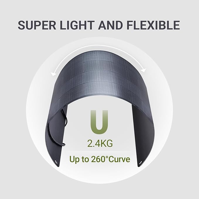 ALLPOWERS SF100 100W Flexible Solar Panel, Ultra-Thin 3mm Bendable Monocrystalline Solar Charger, 25% Efficiency IP68 Waterproof for RV Roof, Camping, Marine Use