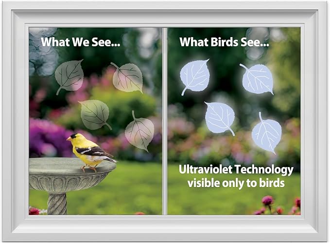 WindowAlert Aspen Leaf Anti-Collision Decal - UV-Reflective Window Decal to Protect Wild Birds from Glass Collisions - Made in The USA