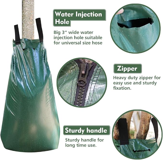 Remiawy Tree Watering Bag, 20 Gallon Slow Release Watering Bag for Trees, Irrigation Bag Made of Durable PVC Material with Zipper (3 Pack 5-8 Hours Releasing Time)