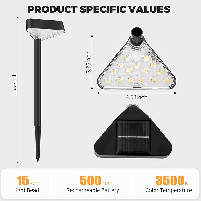 6 Pack Solar Pathway Lights Outdoor, Bright LED Solar Landscape Lights, Waterproof Solar Garden Lights for Yard, Patio, Walkway, Lawn, Driveway(Warm White, 6 Pack)