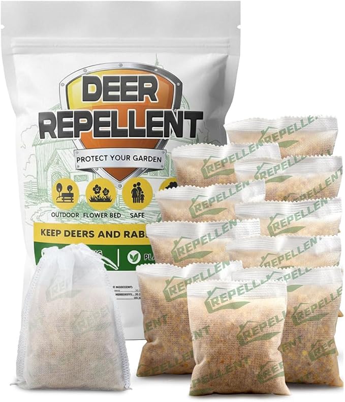 LAQDECDV Deer Repellent, Rabbits Repellent Outdoor, Deer Repellant for Garden, Deer and Rabbit Repellents for Plant, Deers Deterrent for Yard, Keep Deers Away from Flowers, Safe and Easy to Use-10P