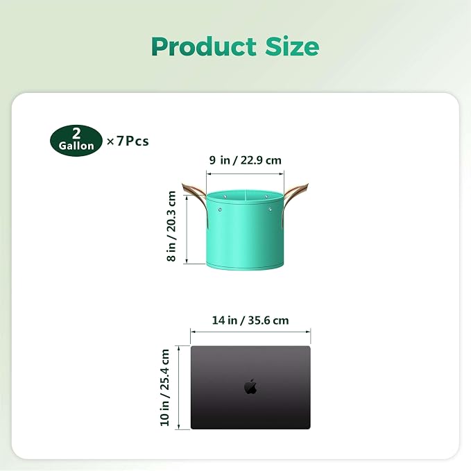 7 Pcs 2 Gallon Potato Grow Bag, PE Garden pots Plant Grow Bag with Branch-Binding Holes and Drain holefor for Vegetables, Strawberries, Flowers