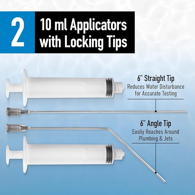 Pool Leak Detection Dye Kit - 75+ Tests - 2 Stainless Steel Precision Applicators - Superior Long Lasting Pool Dye Easily Locates Leaks - for All Pool, Spa, & Hot Tub Types - 8 OZ (Vibrant Blue)