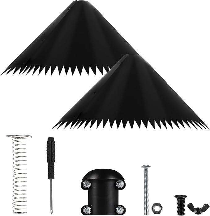 2 Pack Squirrel Baffle for Bird Feeder Pole, 19 inch Squirrel Cone for Bird Feeder Pole, Outdoor Squirrel Guard with Stainless Steel Spring for Shepherd's Hook, Black