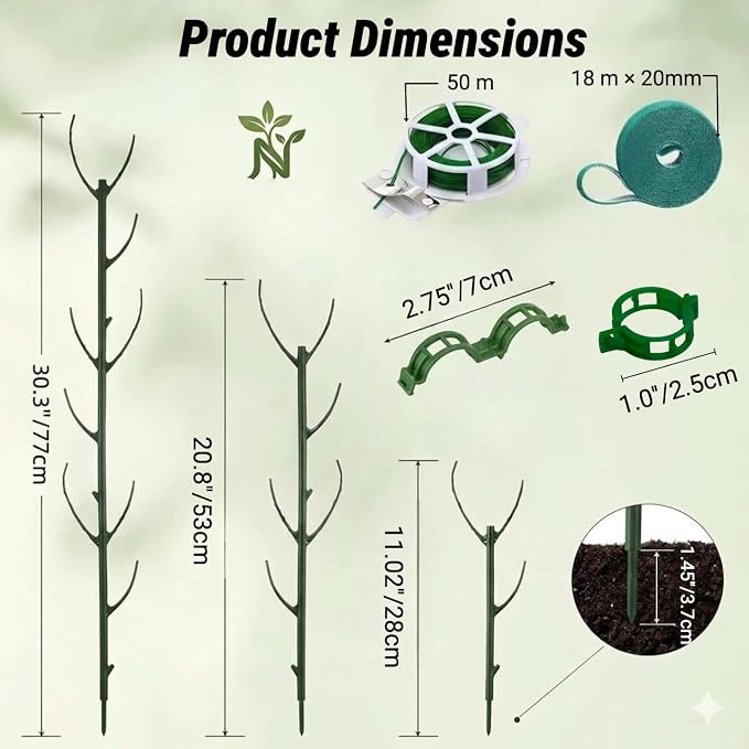 20 Pack Stackable Plant Support Stakes,Climbing Plant Support Pole Alternative to Moss Pole Plants Sticks Structures for Indoor Outdoor Potted Plants, Pothos, Vine, Flower Use