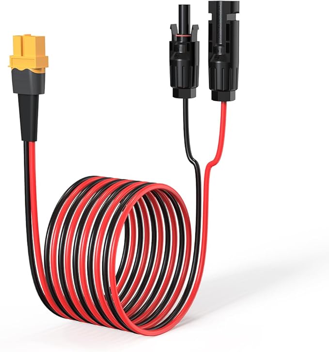 ELFCULB 12AWG 10FT XT60 Solar Cable 2 10 25 35 50 75 100FT XT60 Extension Cable Solar Panel Connector to XT60 Connector for Portable Power Station (10FT)
