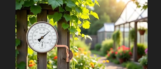4" Brass Outdoor Thermometer with Humidity, Analog Wall Mount Temperature Gauge, Decorative for Patio, Garage, House, Greenhouse, Window, Antique Bronze, No Battery
