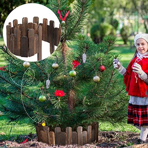 Bucherry 2 Pcs Wood Garden Edging Border No Dig Landscape Edging Anti Corrosive Lawn Picket Fence with Gloves Decorative Flower Bed for Yard Patio Pathway Tree Outdoor 7.9 x 47 Inch
