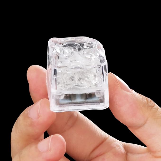 Light Up Ice Cubes for Drinks, 48 PCS Green LED Ice Cubes Liquid Activated, Glow in The Dark Waterproof Ice Cubes for Home Bar Supplies Summer Party Wedding Decor