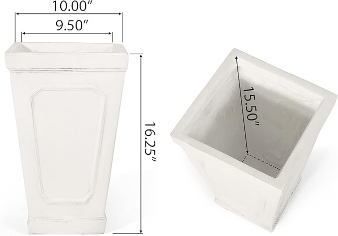 Christopher Knight Home Burgos Outdoor Small Tapered Planter - Cast Stone - Antique White