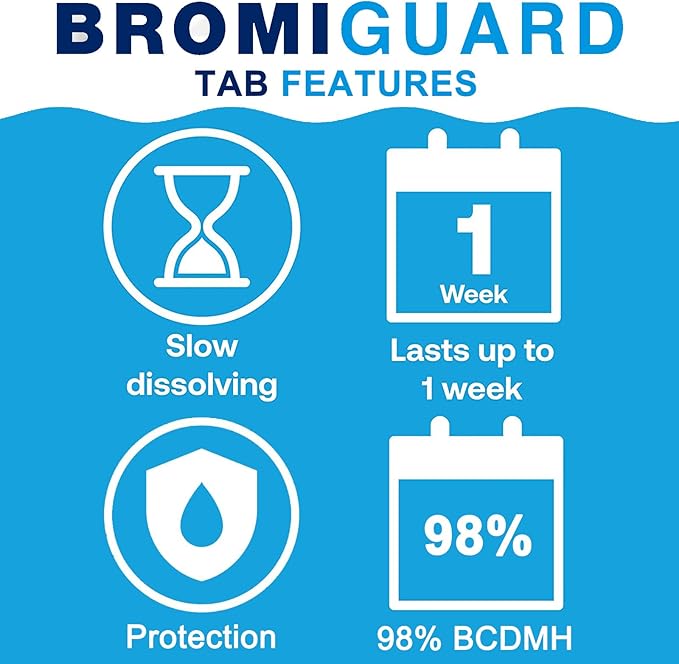 BROMIGUARD Bromine Tablets 1 Inch 4 Lbs for Spa Hot Tub Chemical Tabs | 1" Brominating Tablets Spa & Hot Tub Chemical Sanitizer