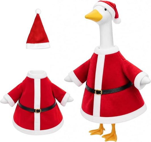 Christmas Santa Porch Goose Outfits Clothes for Watch Party Decor Lawn 23 inch Porch Goose Costume Clothing for Patio Yard