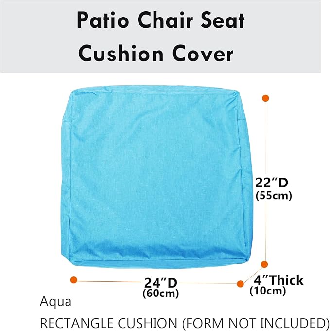 Patio Seat Cushion Covers,Washable Slip Covers Replacement,Waterproof Outdoor Furniture Chair Cushion Pillow Seat Cover for Couch,Garden,Sofa,Aqua,24"×22"×4"(4 Covers Only)