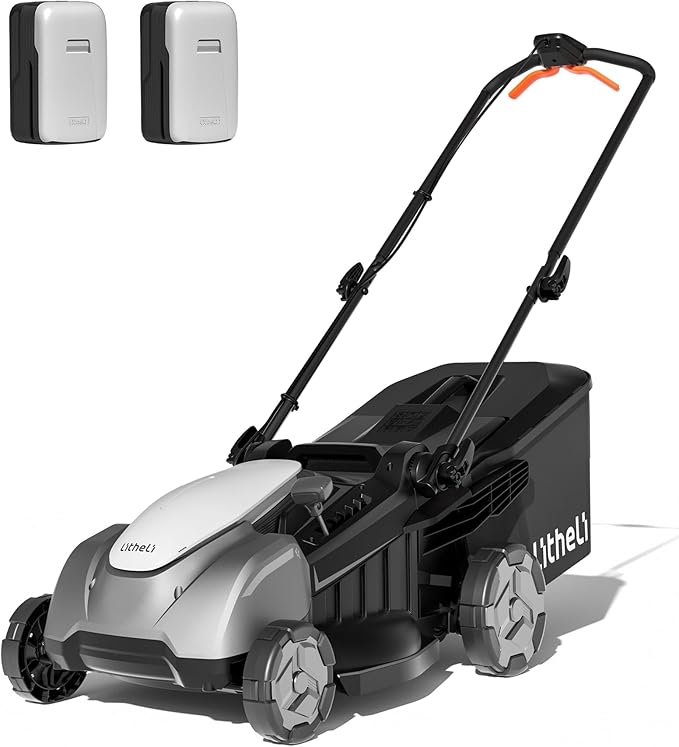 Litheli 40V 18" Cordless Lawn Mower, Brushless Motor, Electric Mower Battery Powered(2 x 5.0Ah Batteries), 2-in-1 Mulching & Bagging, for Small to Medium Yards